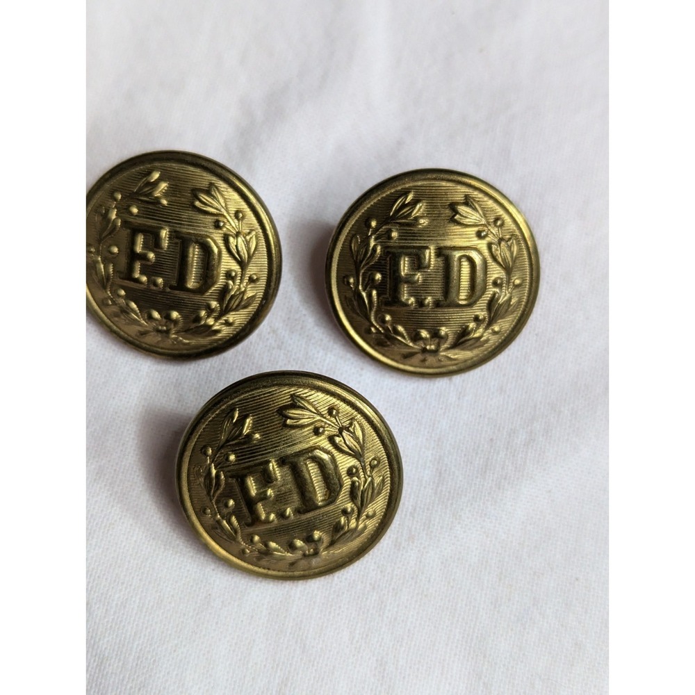 3 lot Fire Department uniform large gold buttons firefighting FD